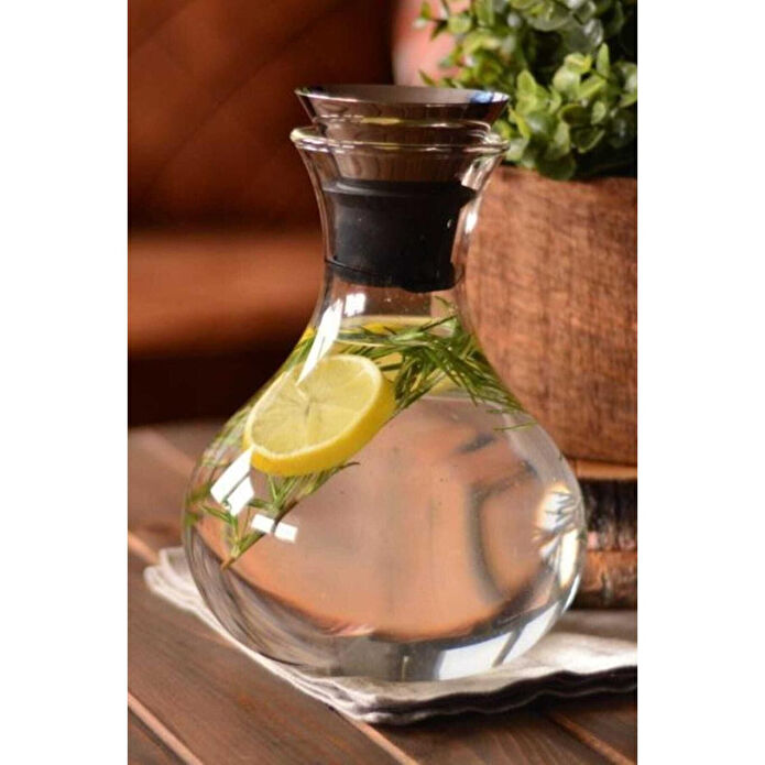 Bambum Metal Kapaklı Cam Sürahi T0803 Taşev Sahi 21x15 Cm 1500 Ml