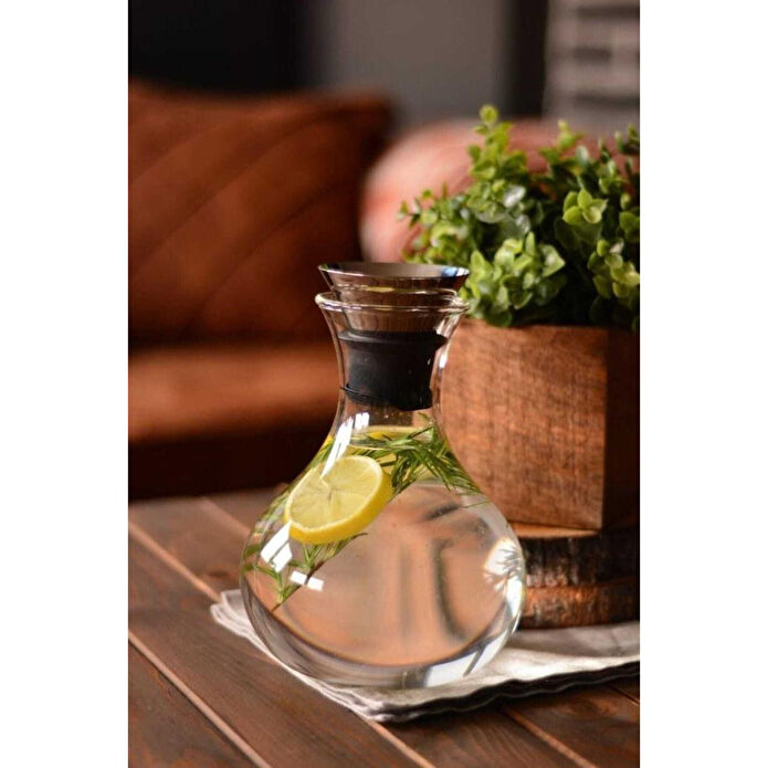 Bambum Metal Kapaklı Cam Sürahi T0803 Taşev Sahi 21x15 Cm 1500 Ml