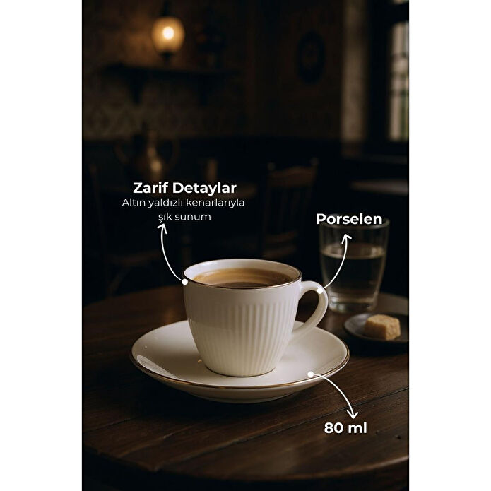Bambum Vergil 6 Kişilik Kahve Fincan Takımı Altın