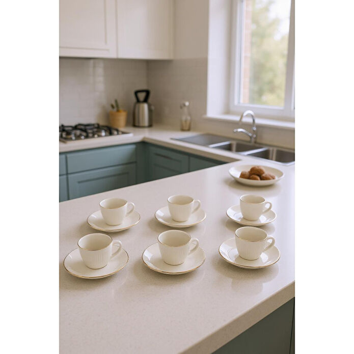 Bambum Vergil 6 Kişilik Kahve Fincan Takımı Altın