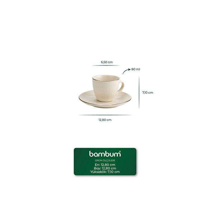 Bambum Vergil 6 Kişilik Kahve Fincan Takımı Altın