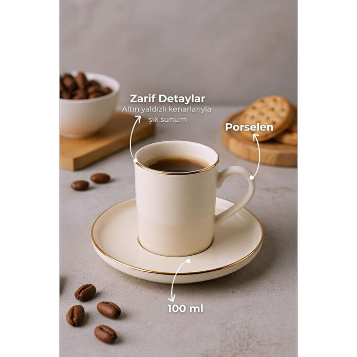 Bambum Dante 6 Kişilik Kahve Fincan Takımı Altın
