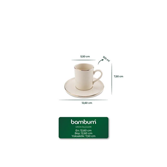 Bambum Dante 6 Kişilik Kahve Fincan Takımı Altın