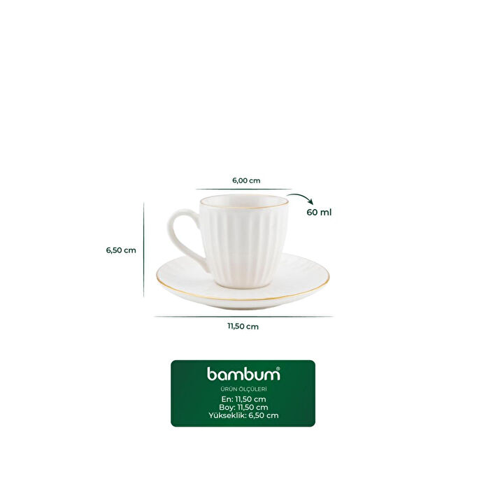 Bambum Karizma 6 Kişilik Kahve Fincan Takımı Gold