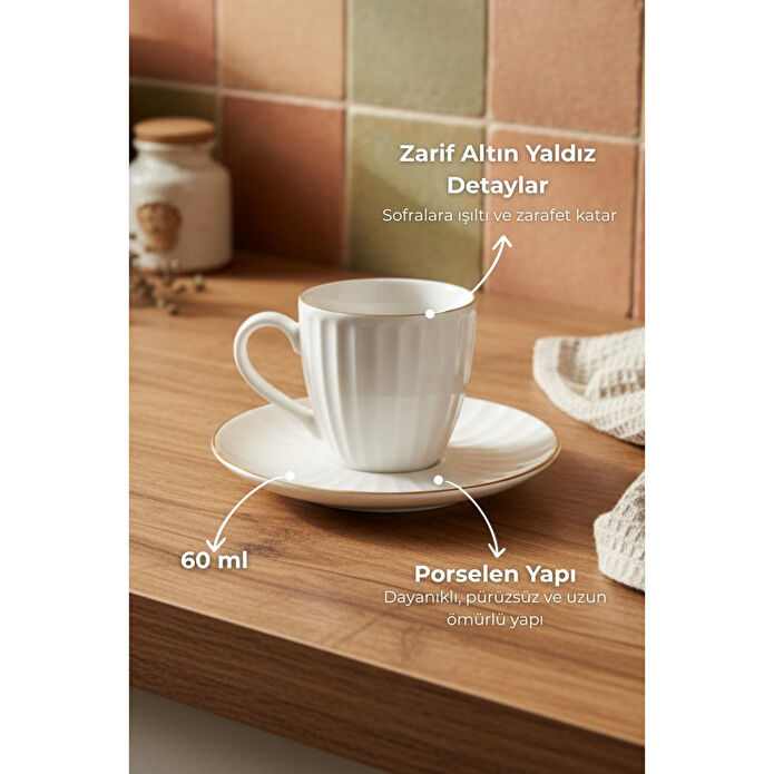 Bambum Karizma 6 Kişilik Kahve Fincan Takımı Gold