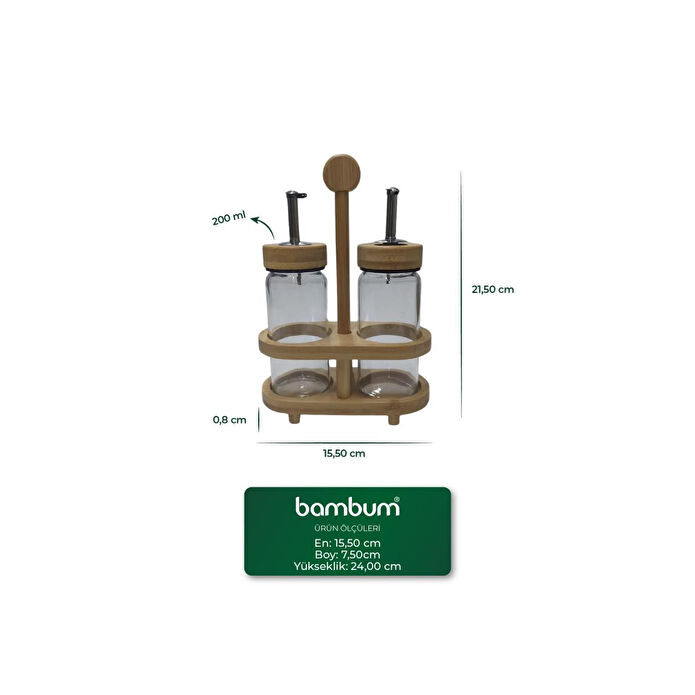 Bambum Mima Bambu Standlı 2'li Yağdanlık Küçük