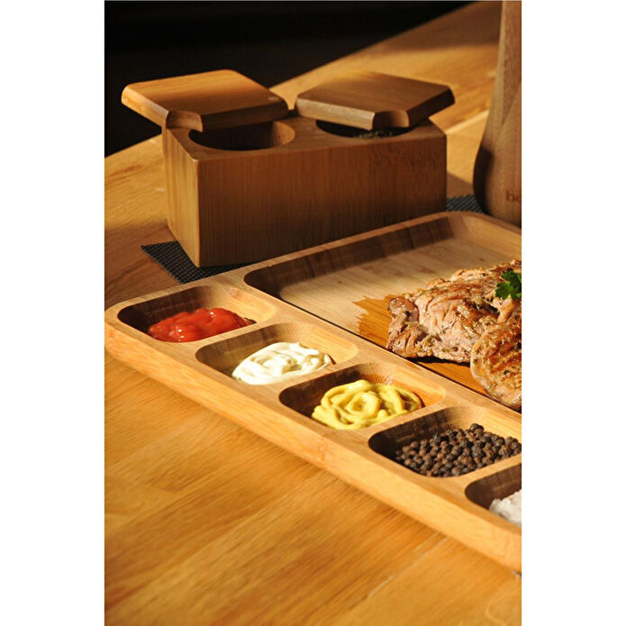 Bambum Carlin 6 Bölmeli Sunum Tabağı Bambu Servis Tabağı