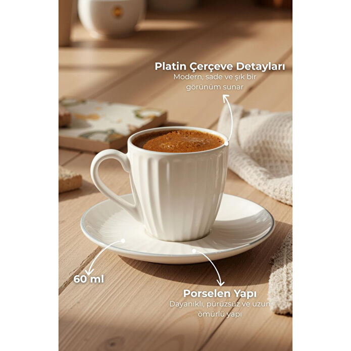 Bambum Karizma 6 Kişilik Kahve Fincan Takımı Platin