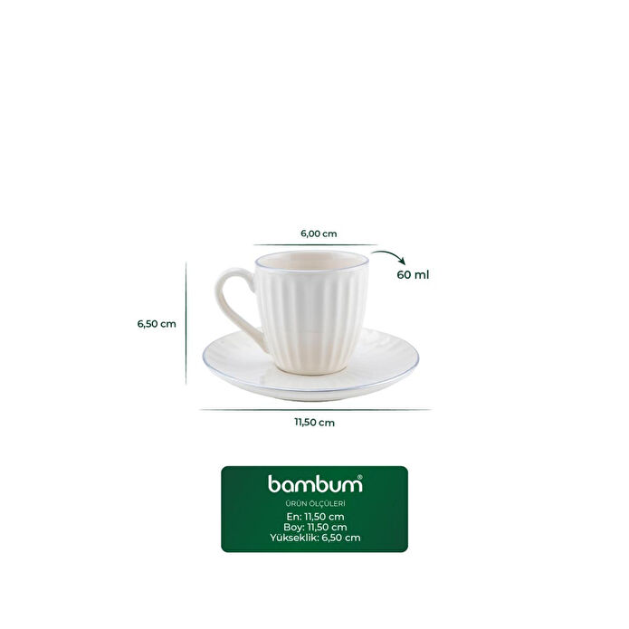 Bambum Karizma 6 Kişilik Kahve Fincan Takımı Platin