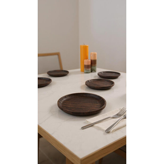 Bambum Nero Emmy - 6'lı Yuvarlak Tabak 16 Cm