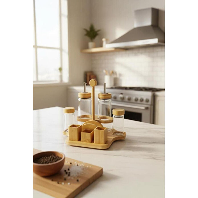 Bambum Mima - Peçetelik Ve Baharatlıklı 2'li Yağdanlık Büyük