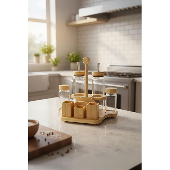 Bambum Mima - Peçetelik Ve Baharatlıklı 2'li Yağdanlık Büyük