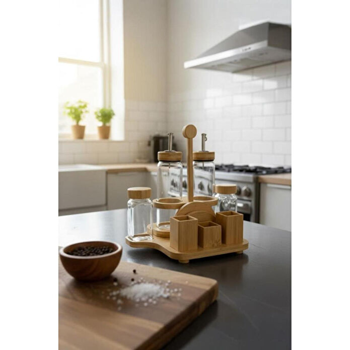 Bambum Mima - Peçetelik Ve Baharatlıklı 2'li Yağdanlık Büyük