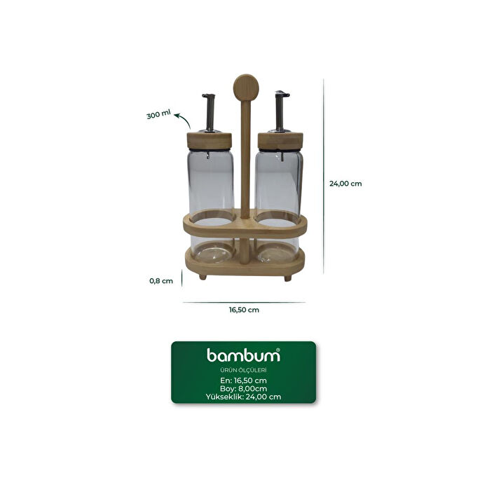 Bambum Mima Bambu Standlı 2'li Yağdanlık Büyük
