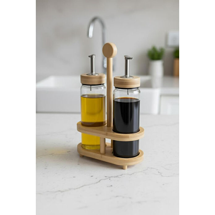 Bambum Mima Bambu Standlı 2'li Yağdanlık Büyük