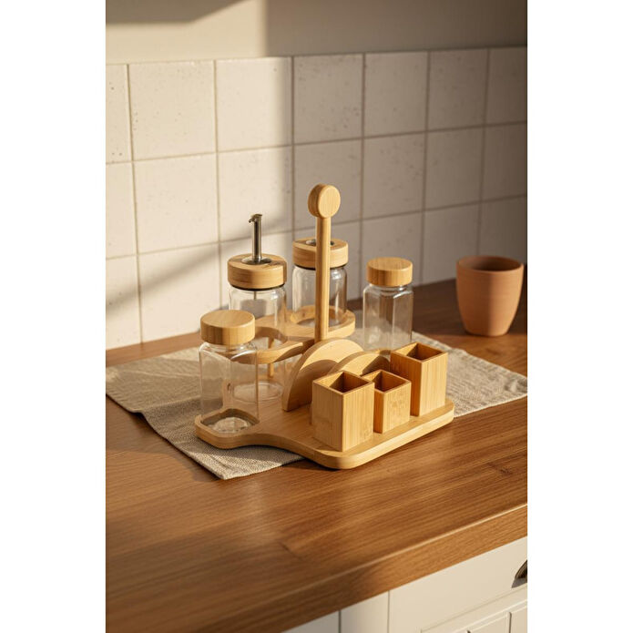 Bambum Mima Peçetelik Ve Baharatlıklı 2'li Yağdanlık Seti Küçük