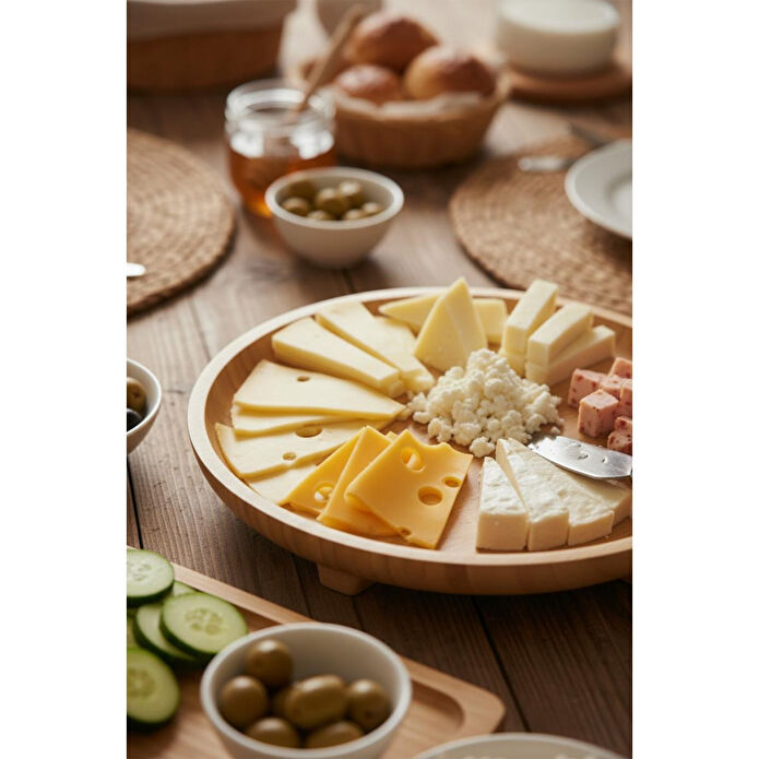 Bambum Olimpius Ayaklı Sunum Tepsisi Yuvarlak 33 Cm