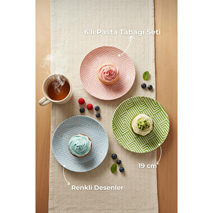 Bambum Moderna 6'lı Pasta Tabağı Waves