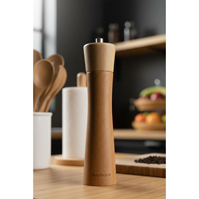 Bambum Kahverengi Orta Boy Tuz Karabiber Öğütücü