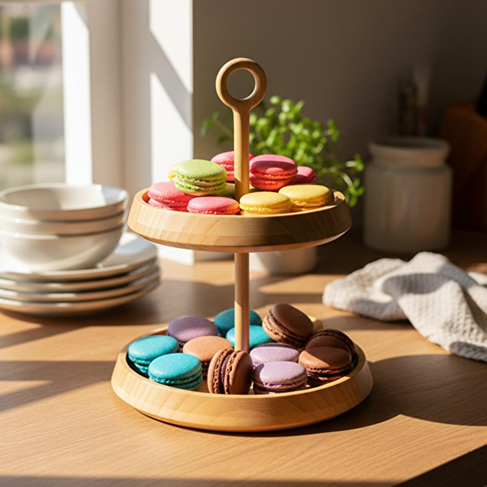 Bambum Macaron 2 Katlı Sunum Yuvarlak