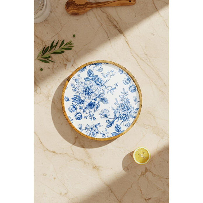 Bambum Gura Yuvarlak Tepsi Gül Küçük