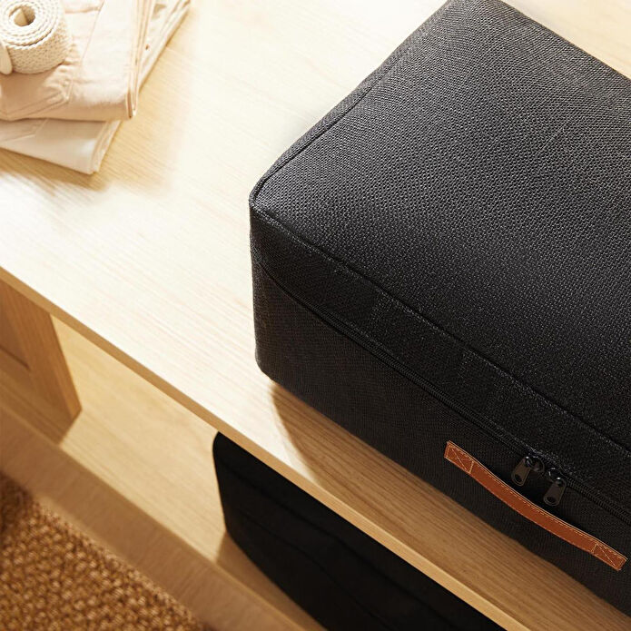 Ocean Home Textile 2'li Siyah Renk Jüt Baza Altı Hurç Set 1 Adet 52 X 28 X 21 / 1 Adet 62 X 46 X 22 Cm