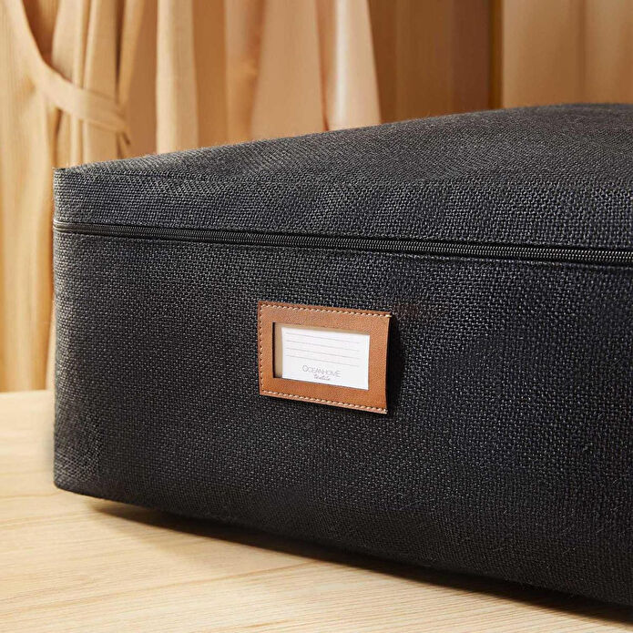 Ocean Home Textile 2'li Siyah Renk Jüt Baza Altı Hurç Set 1 Adet 52 X 28 X 21 / 1 Adet 62 X 46 X 22 Cm