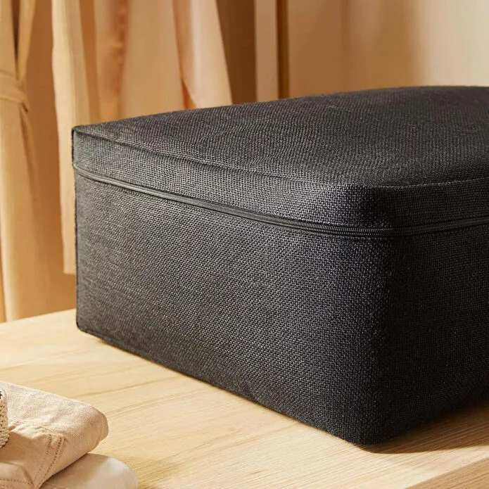 Ocean Home Textile Büyük Boy Siyah Renk Jüt Baza Altı Hurç 62 X 46 X 22 Cm