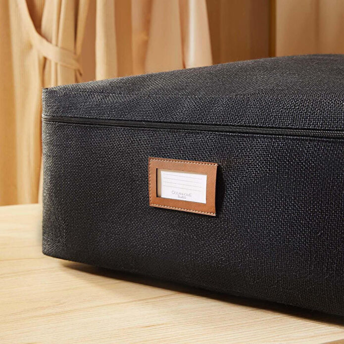 Ocean Home Textile Büyük Boy Siyah Renk Jüt Baza Altı Hurç 62 X 46 X 22 Cm