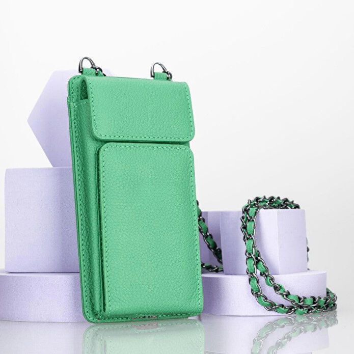 Bloominbag City Muse Deri Celadon Mist Çapraz Askılı Telefon Cüzdan