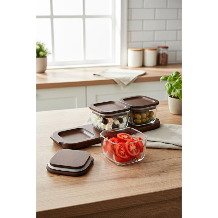 Bambum Nero - Enzo - 7 Parça Cam Kahvaltılık Kahvaltı Takımı Kahvaltı Seti