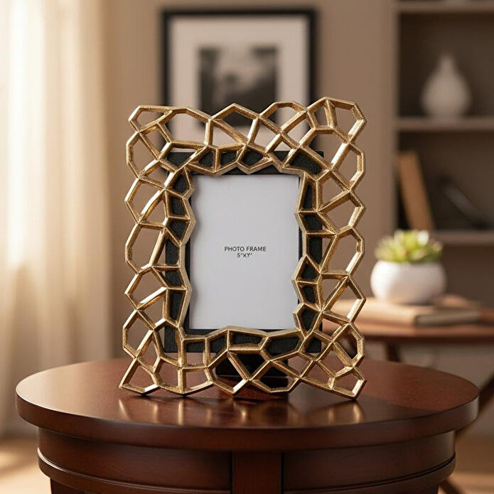 Cornella Pillar Antik Gold Siyah Metal Çerçeve Küçük En:25 Cm X Boy:31 Cm