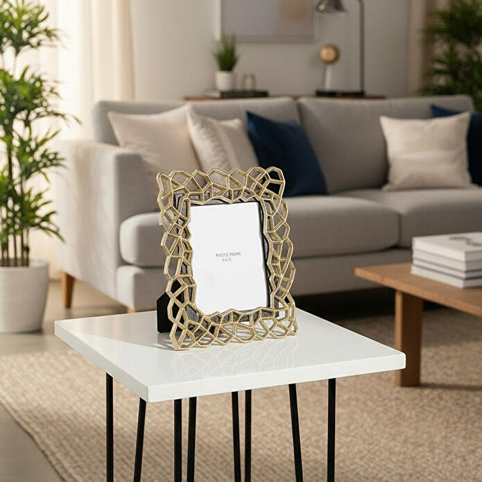 Cornella Pillar Antik Gold Siyah Metal Çerçeve Büyük En:33cm X Boy:39 Cm