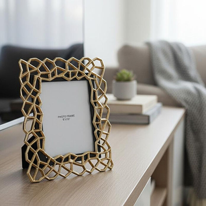 Cornella Pillar Antik Gold Siyah Metal Çerçeve Büyük En:33cm X Boy:39 Cm