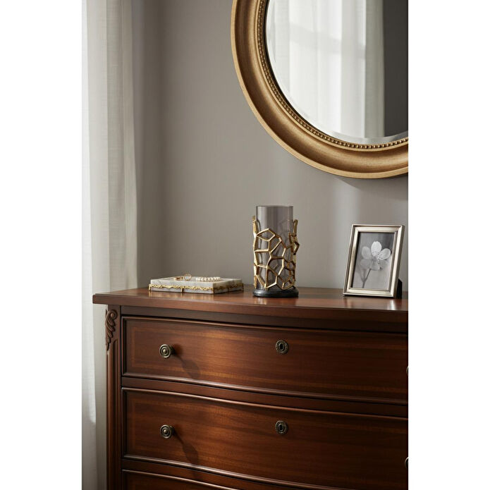 Cornella Pillar Antik Gold Gri Ombreli Cam Mumluk Küçük Ağız :11 Cm X Boy:25 Cm