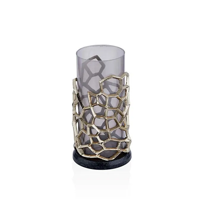 Cornella Pillar Antik Gold Gri Ombreli Cam Mumluk