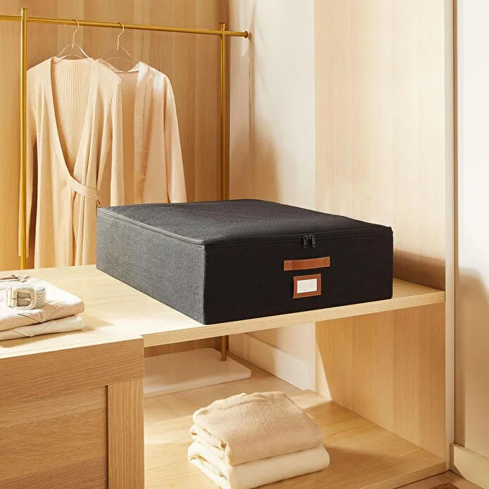 Ocean Home Textile Ocean Home Textie Siyah Renk Jüt Destekli Kutu Hurç 55 X 70 X 18 Cm