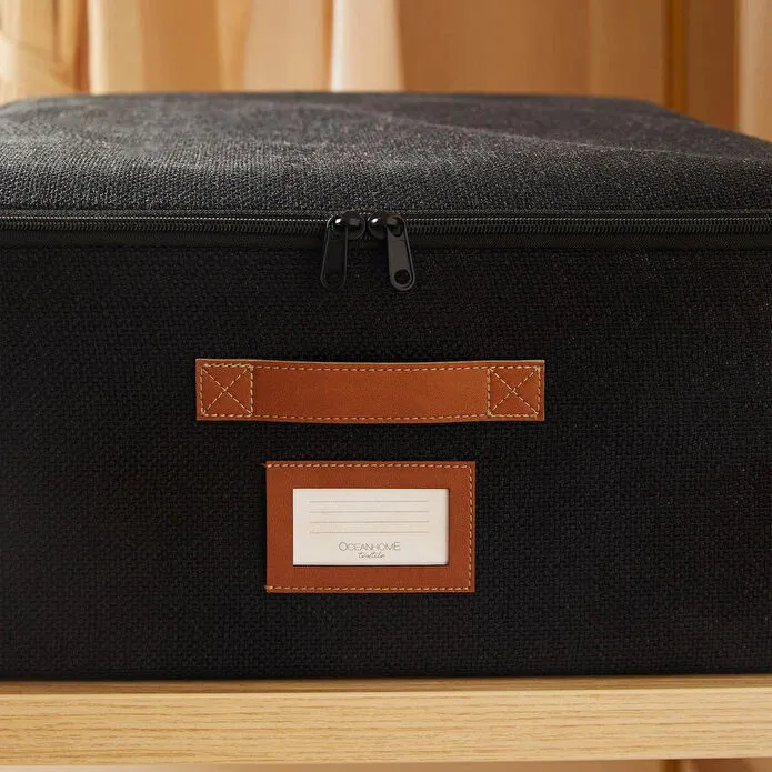 Ocean Home Textile 3'lü Siyah Renk Jüt Destekli Kutu Hurç Set 45 X 55 X 18 Cm