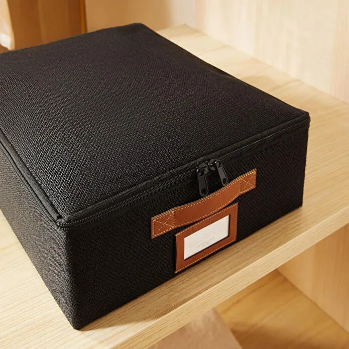 Ocean Home Textile Siyah Renk Jüt Destekli Kutu Hurç 31 X 38 X 12 Cm