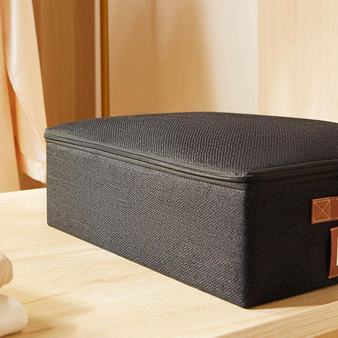 Ocean Home Textile Siyah Renk Jüt Destekli Kutu Hurç 31 X 38 X 12 Cm