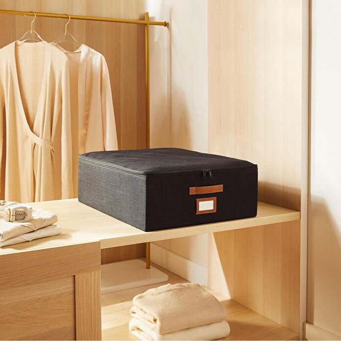 Ocean Home Textile Siyah Renk Jüt Destekli Kutu Hurç 45 X 55 X 18 Cm