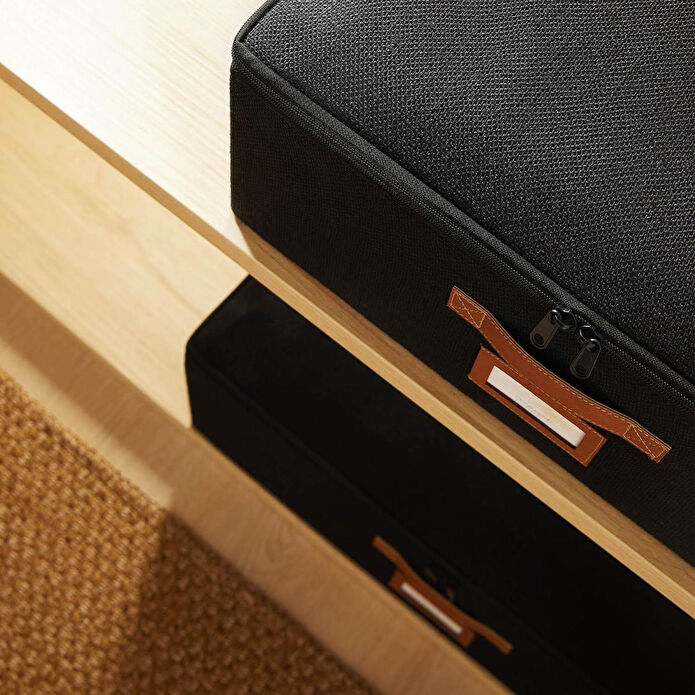 Ocean Home Textile 2'li Siyah Renk Jüt Destekli Kutu Hurç Set 45 X 55 X 18 + 55 X 70 X 18 Cm