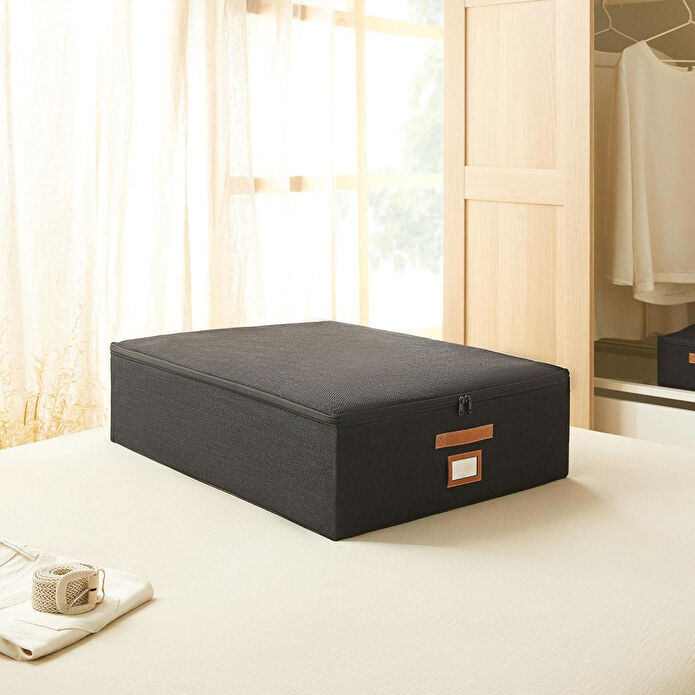 Ocean Home Textile 3'lü Siyah Renk Jüt Destekli Kutu Hurç Set 31 X 38 X 12 + 45 X 55 X 18 + 55 X 70 X 18 Cm