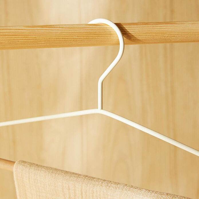 Ocean Home Textile 3 Katlı Ahşap Destekli Mat Beyaz Renk Metal Giysi Askısı 32 X 36.5 X 0.47 Cm