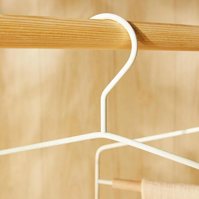 Ocean Home Textile 2'li 3 Katlı Ahşap Destekli Mat Beyaz Renk Metal Giysi Askısı 32 X 36.5 X 0.47 Cm