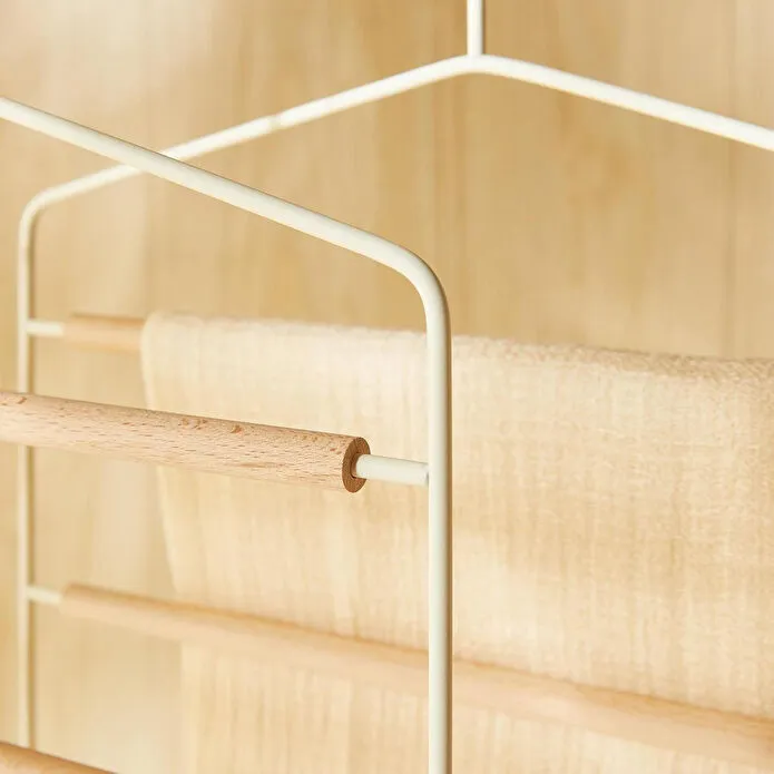 Ocean Home Textile 2'li 3 Katlı Ahşap Destekli Mat Beyaz Renk Metal Giysi Askısı 32 X 36.5 X 0.47 Cm
