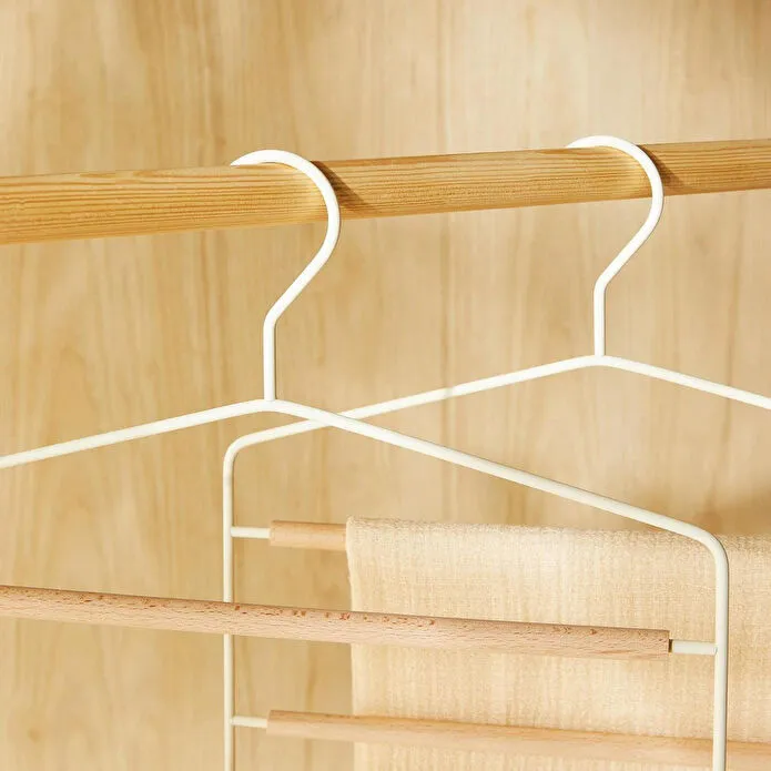 Ocean Home Textile 2'li 3 Katlı Ahşap Destekli Mat Beyaz Renk Metal Giysi Askısı 32 X 36.5 X 0.47 Cm