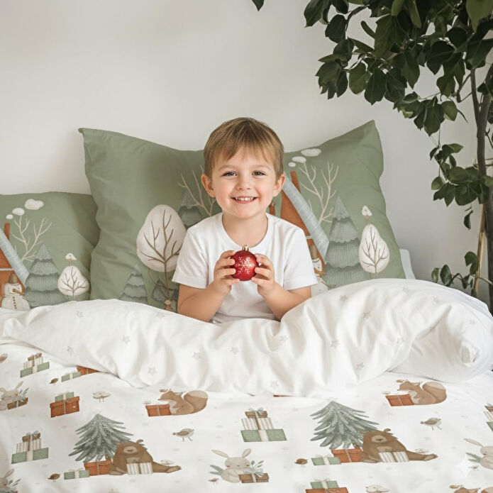 Itsy Bitsy Kids Snowy Çift Taraflı Pamuk Saten Çok Renkli Çocuk Nevresim Seti 140x200cm