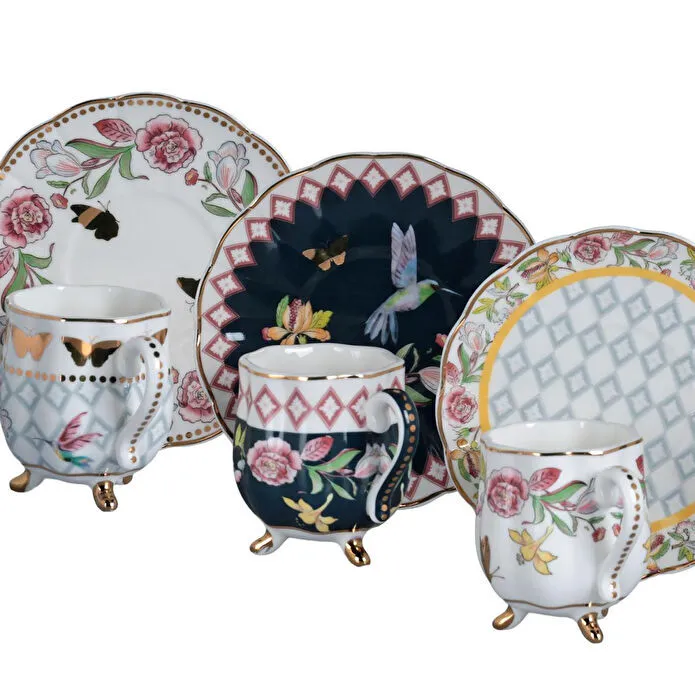 Lucky Art Evelyn Bone 6li Ayakli Kahve Fincani Seti