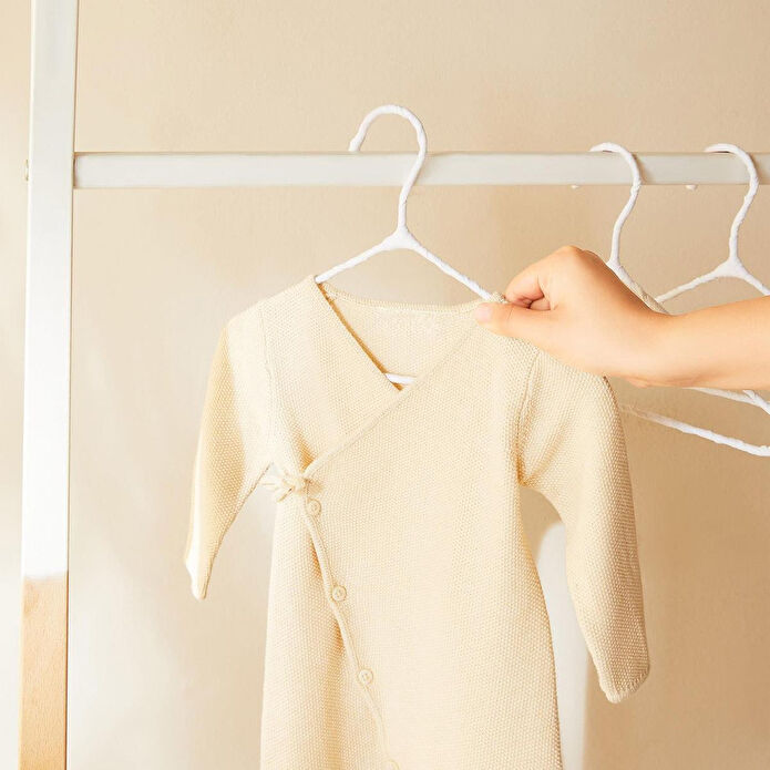 Ocean Home Textile 3'lü Beyaz Renk Kumaş Kaplı Metal Bebek Giysi Askısı 19.5 X 30 X 0.3 Cm